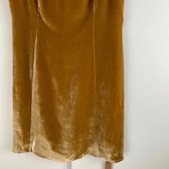 Reformation Mustard Velvet Mini Dress - Picture 8 of 15